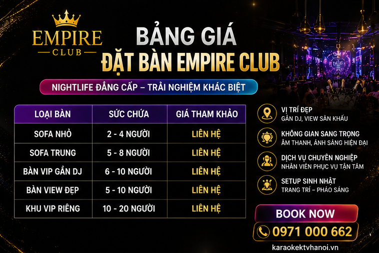 Giá Đặt Bàn Empire Club